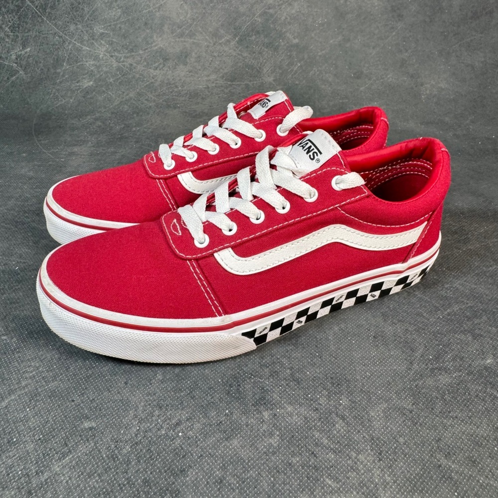 Vans Ward Low Top Red White Checkerboard Kids Sneakers Shoes